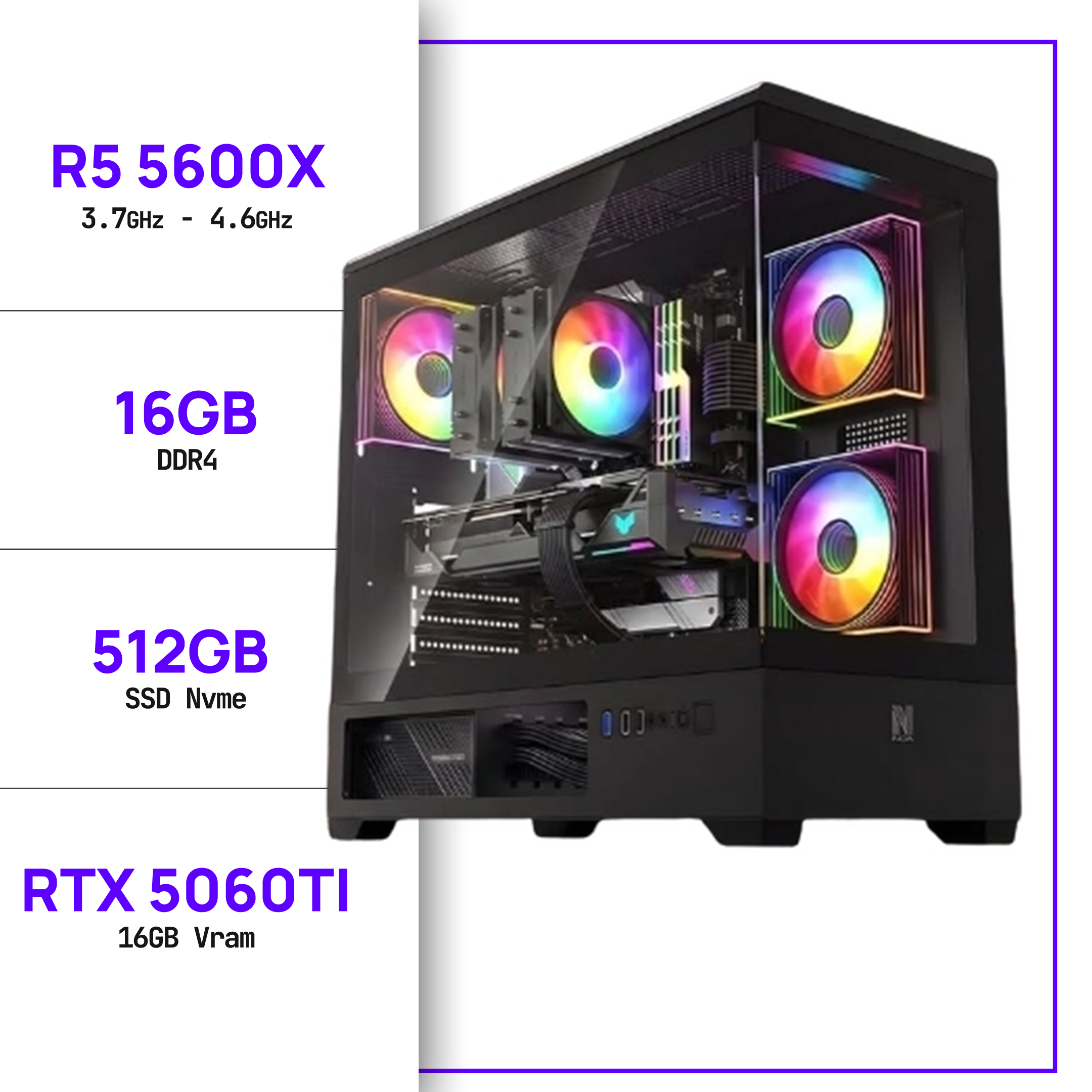 GAMING PC RYZEN 5 5600X - RTX 5060TI 16GB