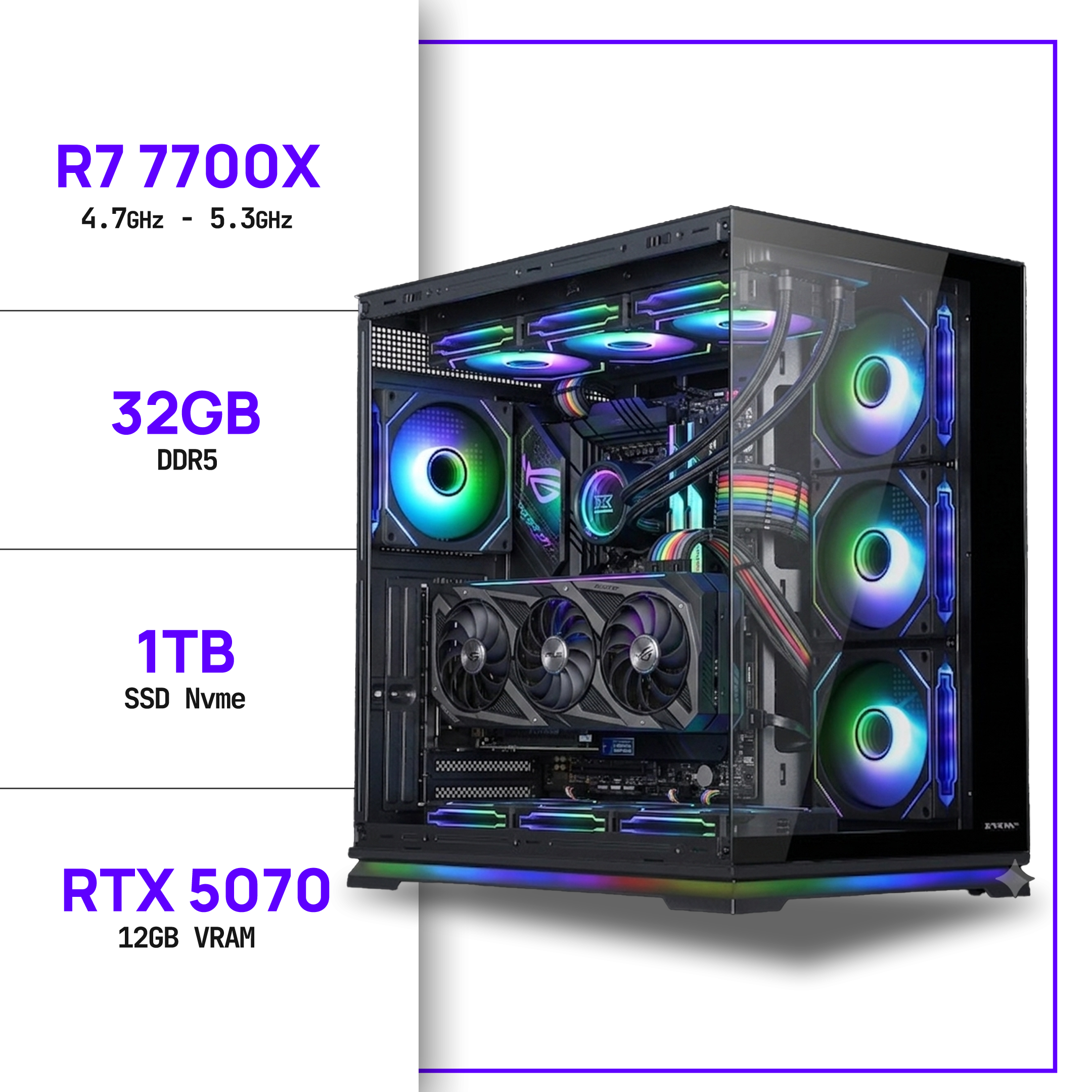 PC Gamer Ryzen 7 7700X - RTX 5070 12GB 32GB/1TB