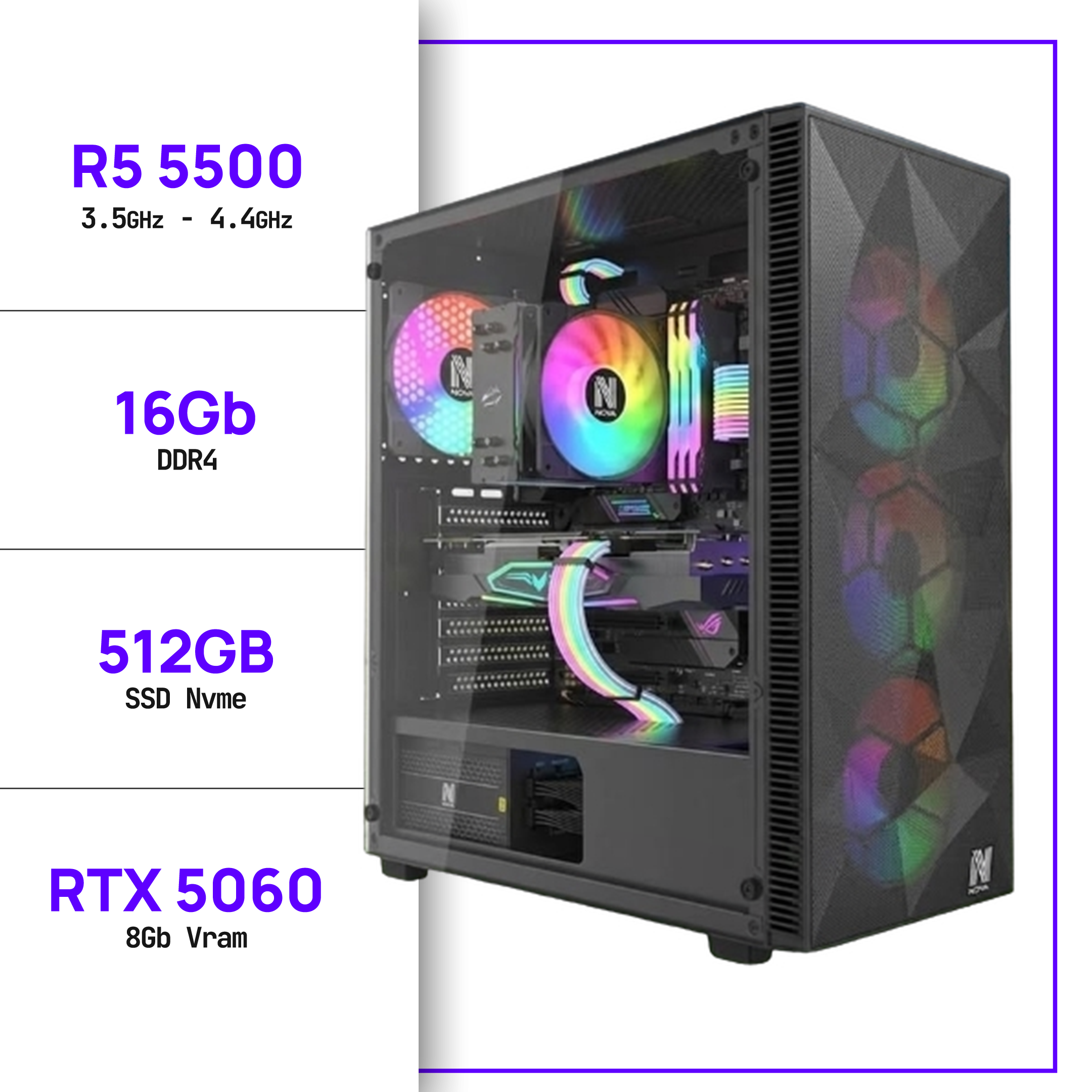 GAMING PC RYZEN 5 5500 - RTX 5060 8GB
