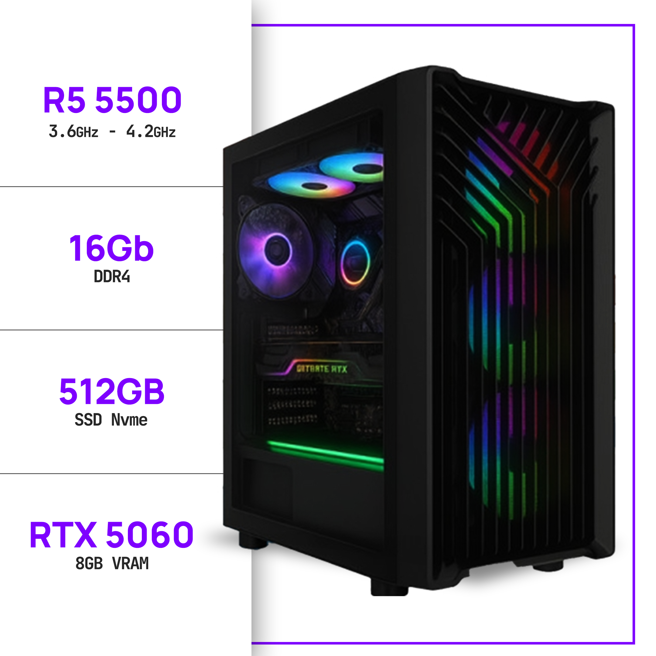 GAMING PC RYZEN 5 5500 - RTX 5060 8GB