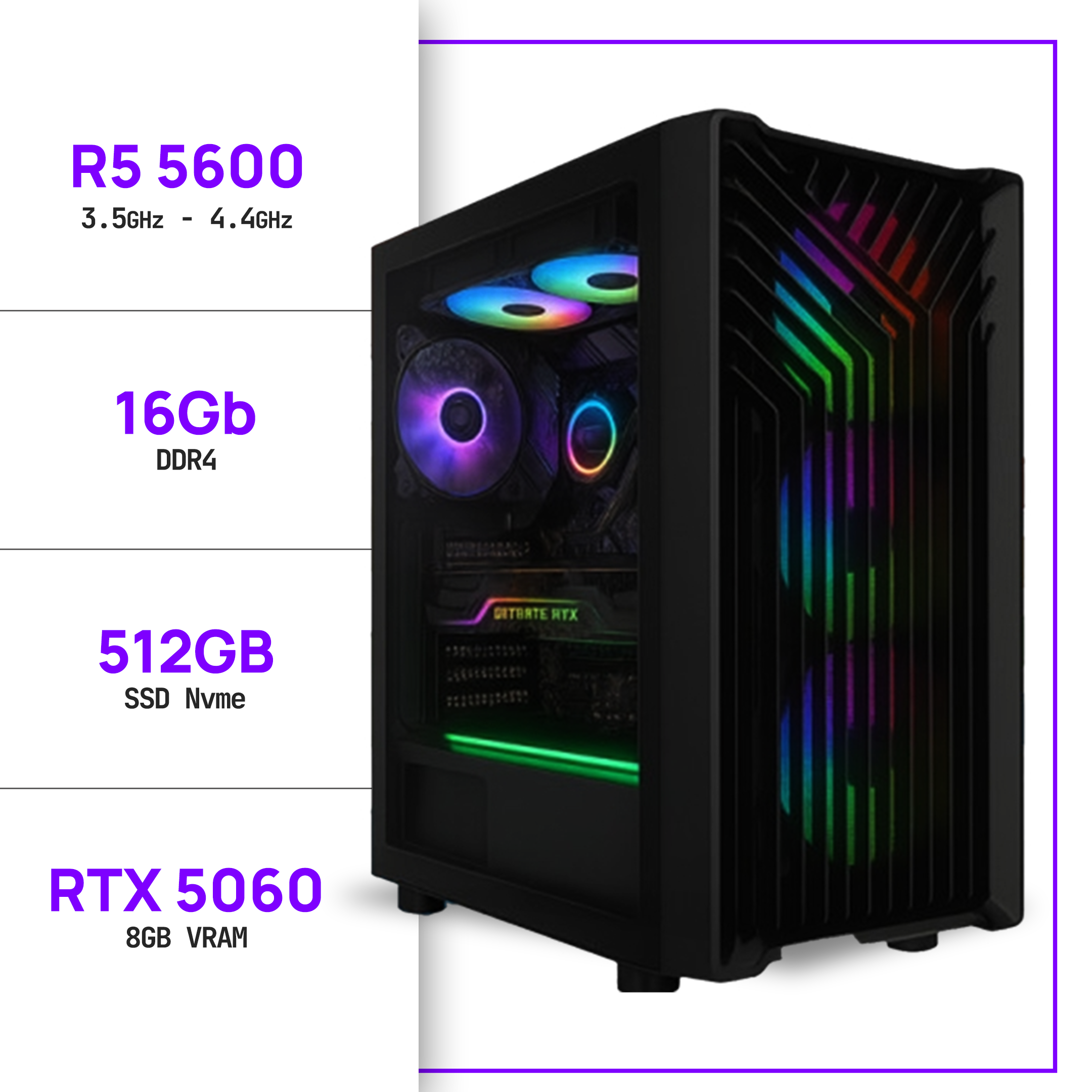 GAMING PC RYZEN 5 5600 - RTX 5060 8GB