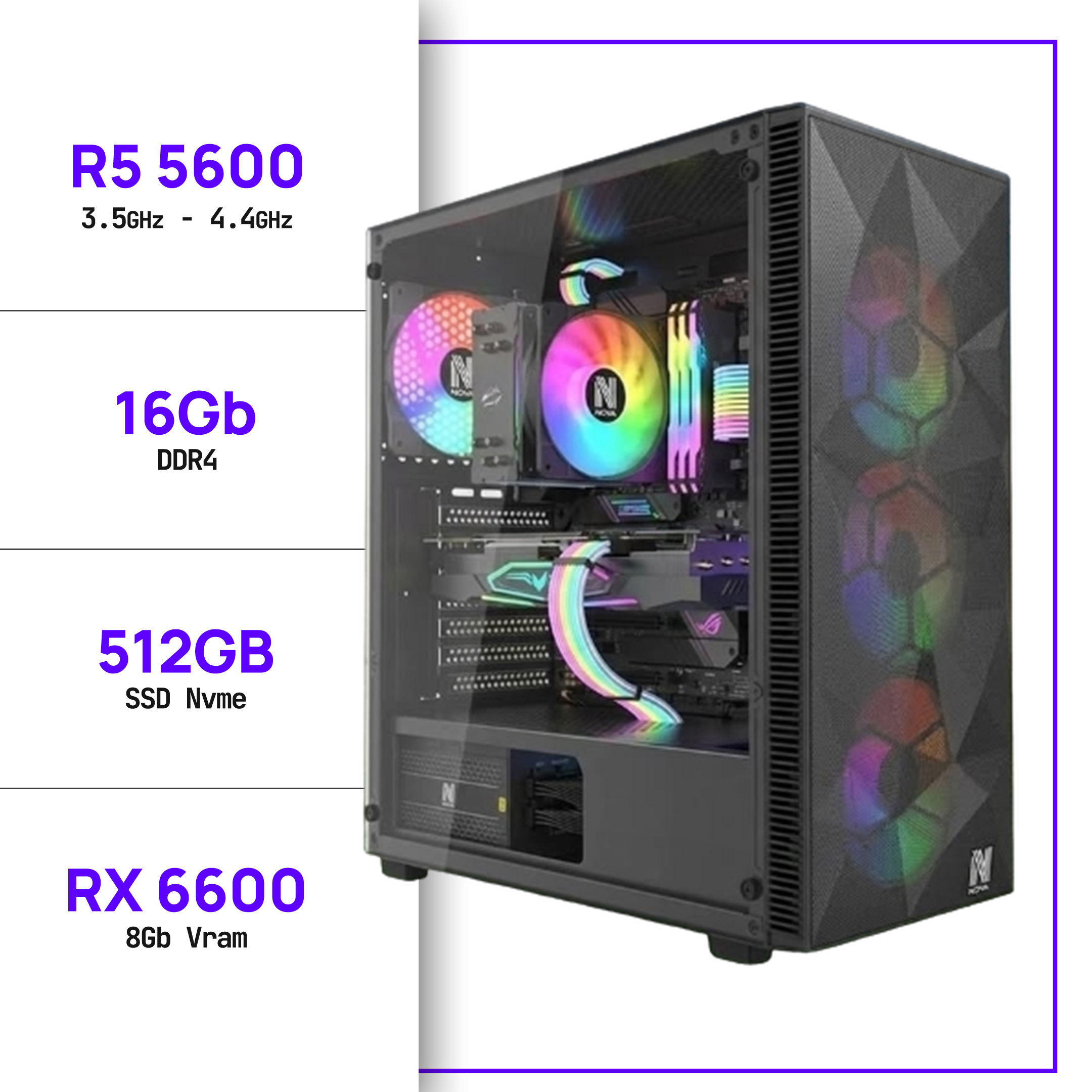 GAMING PC RYZEN 5 5600 - RX 6600 8GB