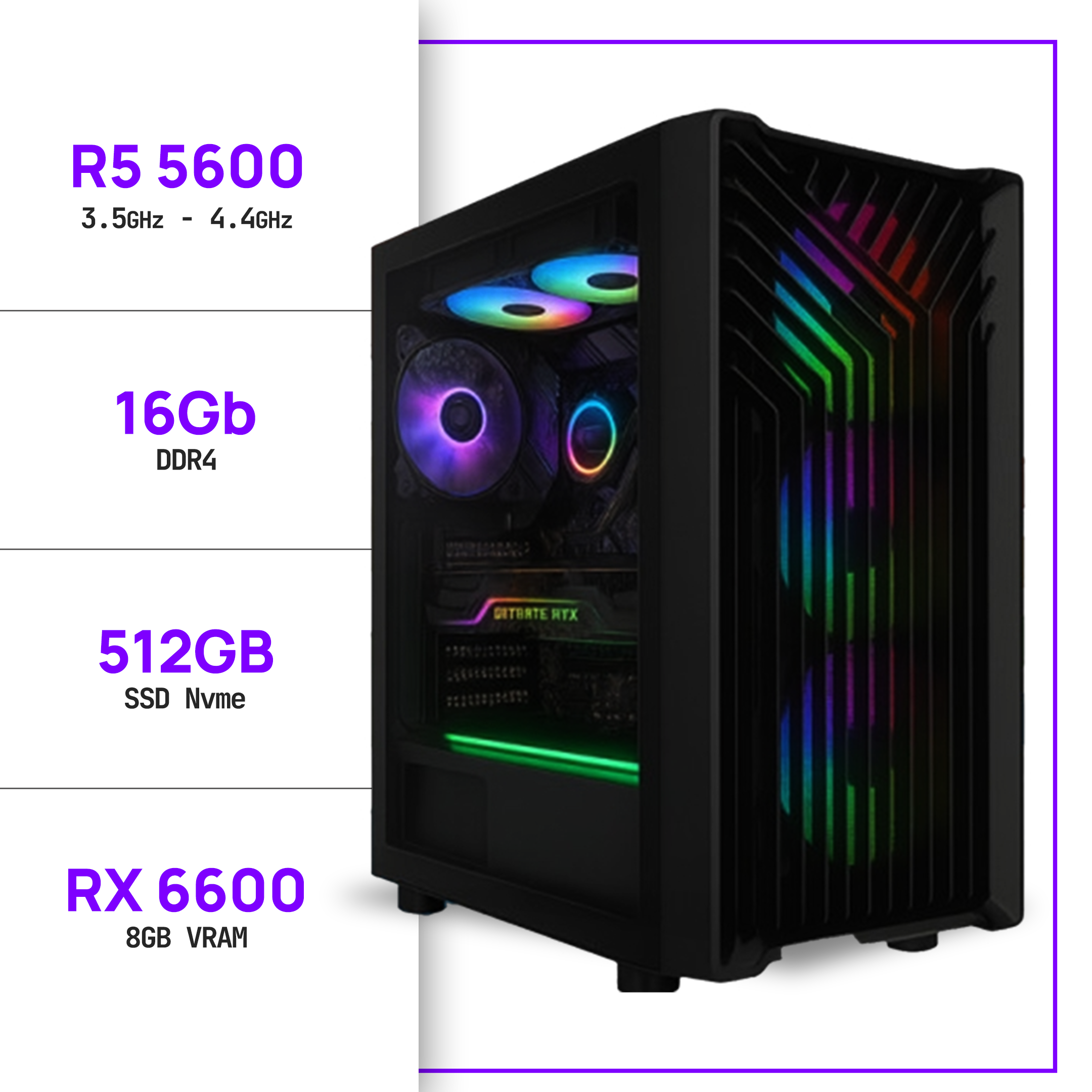 GAMING PC RYZEN 5 5600 - RX 6600 8GB